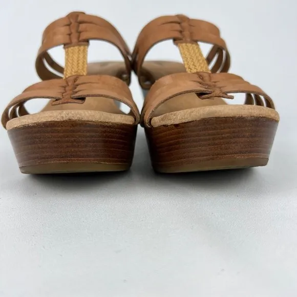 UGG Mattie Womens Platform Wedge Strappy Sandals Tan Brown Leather size 10