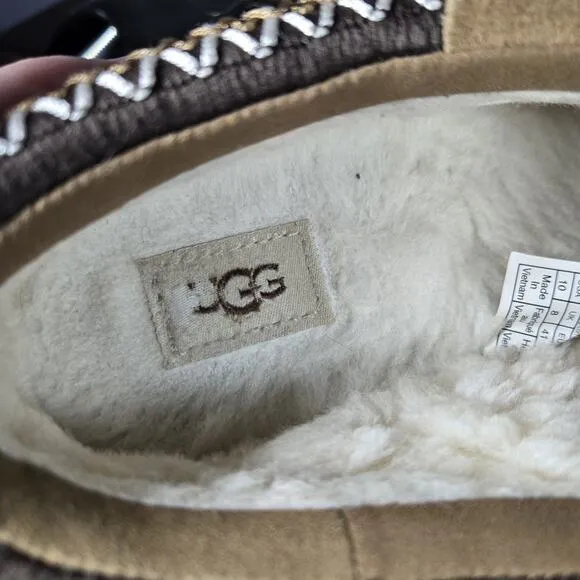 UGG Maxi Curly Tazz Womens Size 10 Fuzzy Warm Platform Slippers Shoes Brown