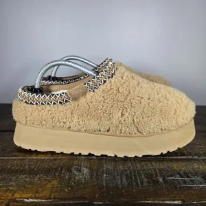 UGG Maxi Curly Tazz Womens Size 10 Fuzzy Warm Platform Slippers Shoes Brown
