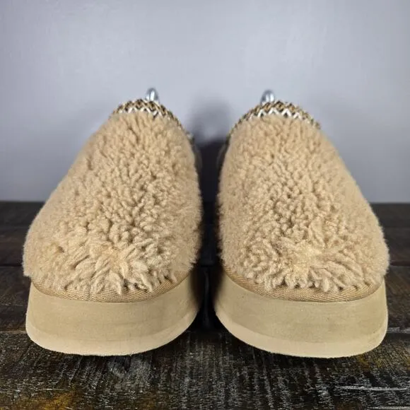 UGG Maxi Curly Tazz Womens Size 10 Fuzzy Warm Platform Slippers Shoes Brown