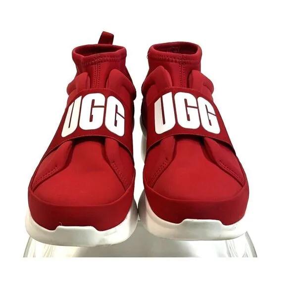 UGG Sneakers Size 8.5 Red White Logo Spell Out Neutra 1095097 Neoprene