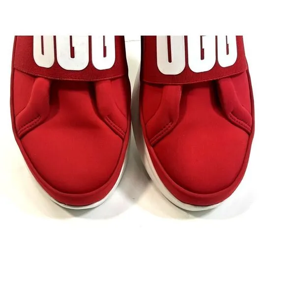 UGG Sneakers Size 8.5 Red White Logo Spell Out Neutra 1095097 Neoprene