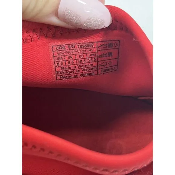 UGG Sneakers Size 8.5 Red White Logo Spell Out Neutra 1095097 Neoprene