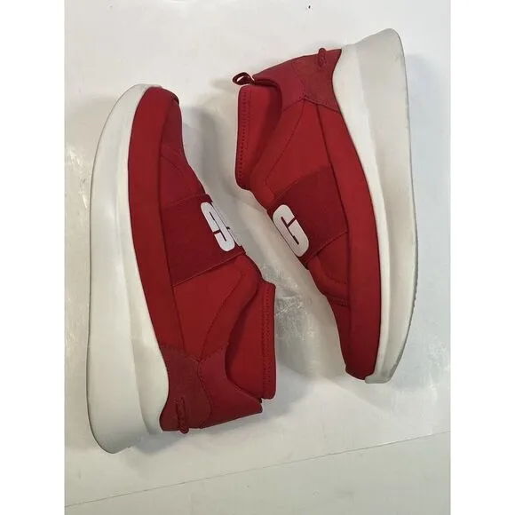 UGG Sneakers Size 8.5 Red White Logo Spell Out Neutra 1095097 Neoprene
