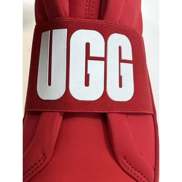 UGG Sneakers Size 8.5 Red White Logo Spell Out Neutra 1095097 Neoprene