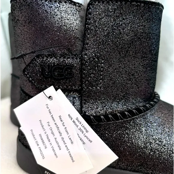 UGG T Keelan Metallic Glitter Boots (Size 10, Black) - Stylish &amp; Brand New!