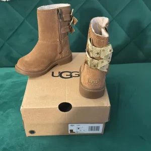 UGG Tan Boots with Gold Bow Details