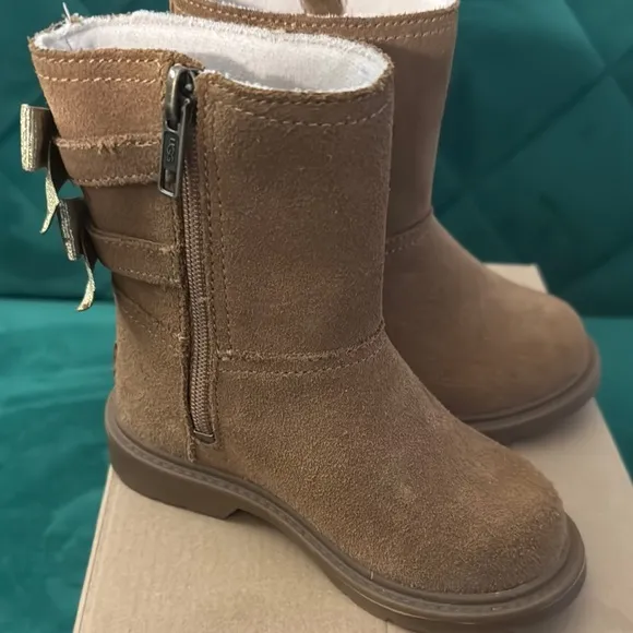 UGG Tan Boots with Gold Bow Details