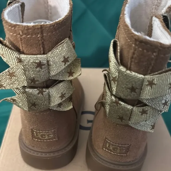 UGG Tan Boots with Gold Bow Details