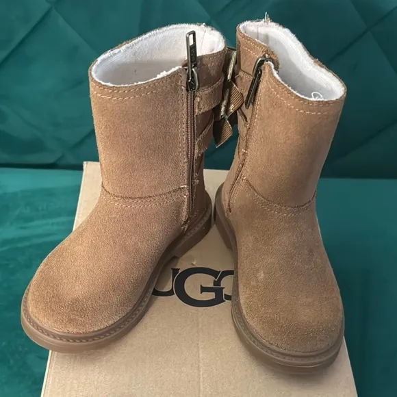UGG Tan Boots with Gold Bow Details