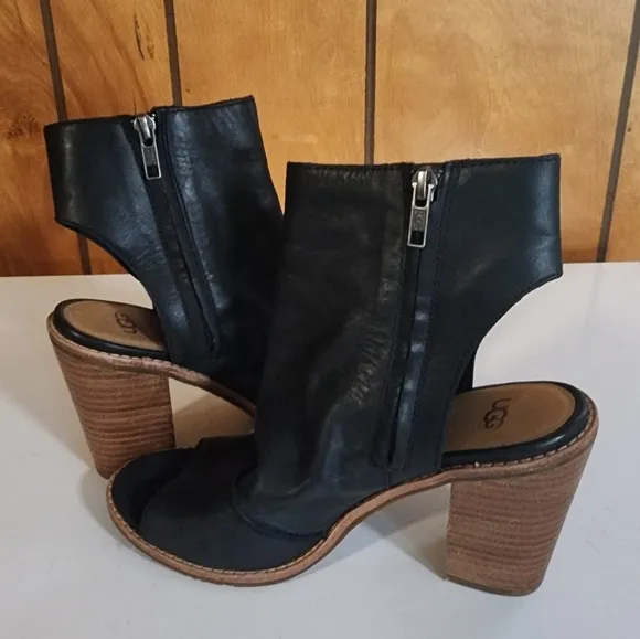 UGG Valencia Peep-Toe Geniune Leather Ankle Boots Sz. 9