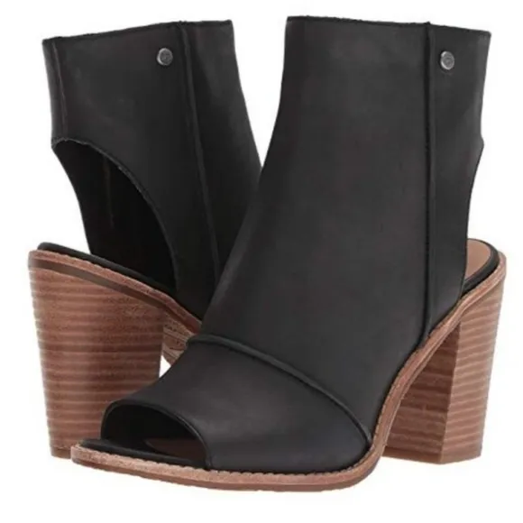 UGG Valencia Peep-Toe Geniune Leather Ankle Boots Sz. 9