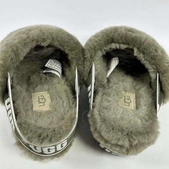 UGG Women's Fluff Yeah US 7 Army Green Platform Slide Fur Sandals