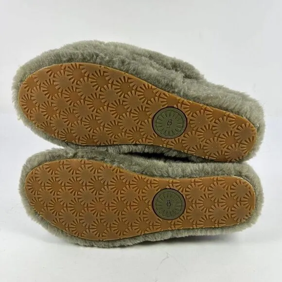 UGG Women's Fluff Yeah US 7 Army Green Platform Slide Fur Sandals