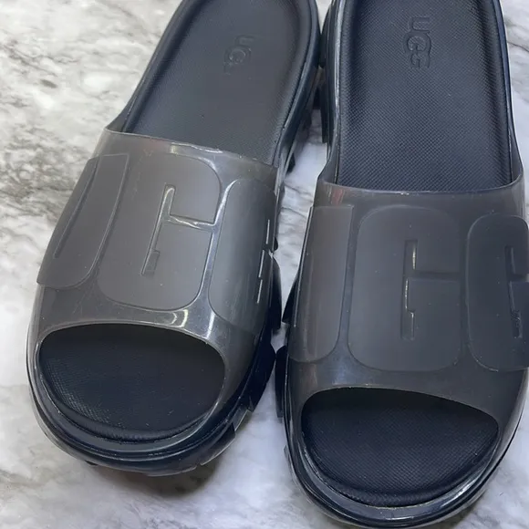 UGG Women's Jella Slide Sandals Platform Clear Black Gray 7A