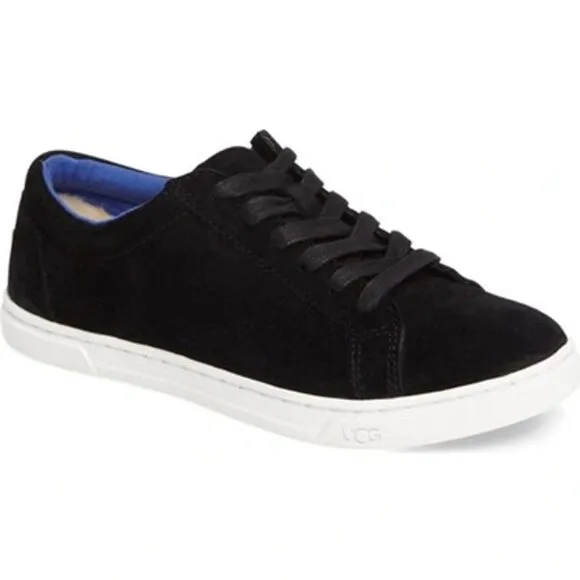 UGG Women's Shoe Karine #1015044 Sneaker Size 8 Black Suede   White Sole