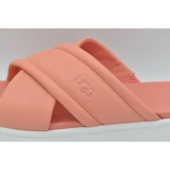 Ugg Women Size 8 Zayne Crossband Starfish Pink Leather Platform Sandals Slides