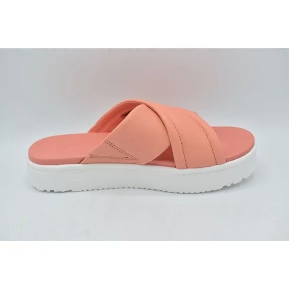 Ugg Women Size 8 Zayne Crossband Starfish Pink Leather Platform Sandals Slides