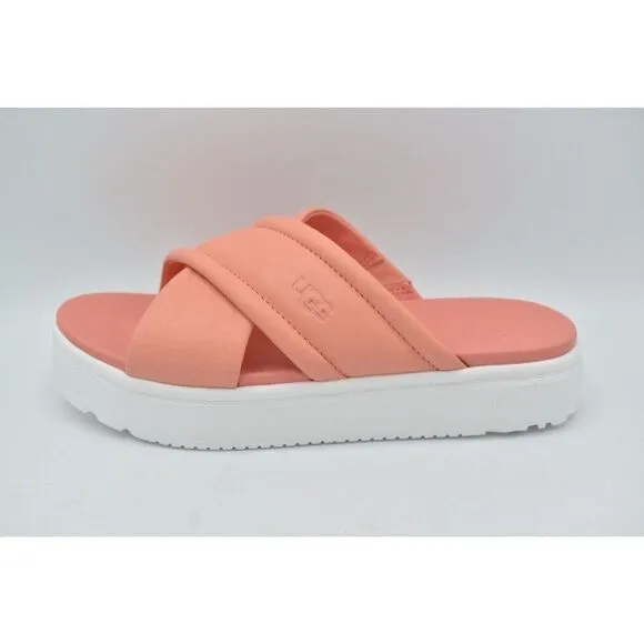Ugg Women Size 8 Zayne Crossband Starfish Pink Leather Platform Sandals Slides