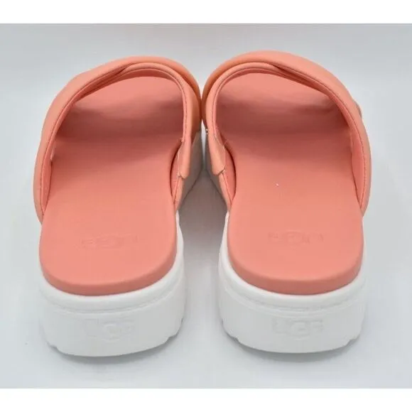 Ugg Women Size 8 Zayne Crossband Starfish Pink Leather Platform Sandals Slides