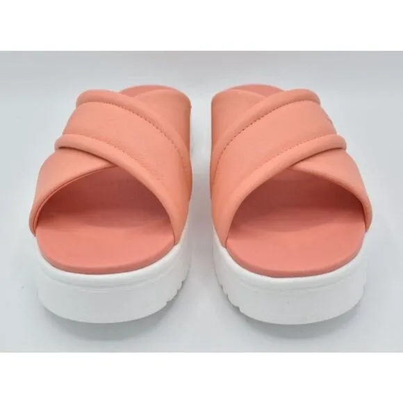 Ugg Women Size 8 Zayne Crossband Starfish Pink Leather Platform Sandals Slides
