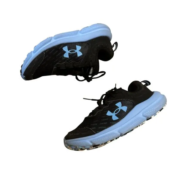 Under Armour Kids Boy's Grade School Assert Shoes Sneaker Blue Black Size 4.5Y