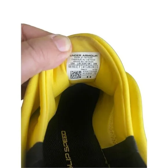 Under Armour Womens Yellow Round Toe UA SlipSpeed Sneaker Athletic Shoes Size 7