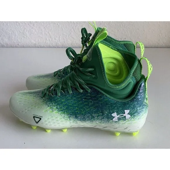 Under Armour UA Spotlight Lux MC 2.0 Football Cleats Green White Men’s Size 10