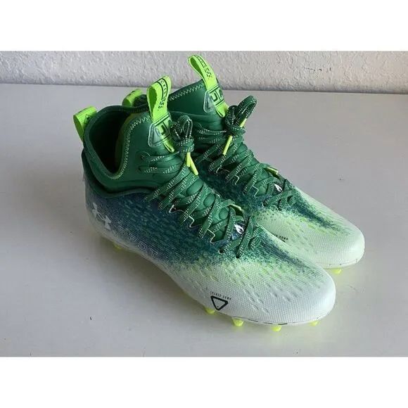 Under Armour UA Spotlight Lux MC 2.0 Football Cleats Green White Men’s Size 10