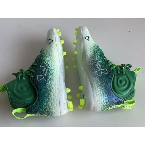 Under Armour UA Spotlight Lux MC 2.0 Football Cleats Green White Men’s Size 10