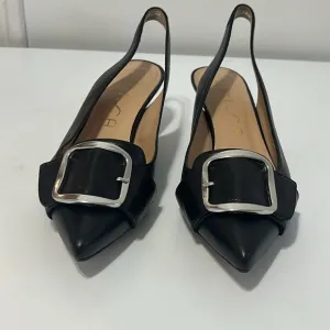UNISA  JALIS  Black Slingback Shoes with Silver Buckle. MADE IN SPAIN
