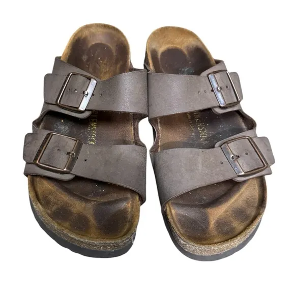Unisex Brown Double-Strap Birkenstock 41 Leather High End Sandals Men’s 8/8.5