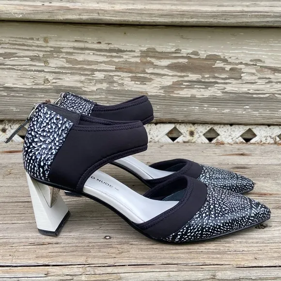 UNITED NUDE 'Zink D'Orsy Mid' Heel Shoe Black &amp; White Mix Women’s Size 9