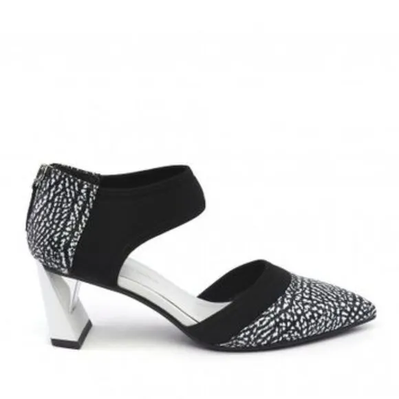 UNITED NUDE 'Zink D'Orsy Mid' Heel Shoe Black &amp; White Mix Women’s Size 9