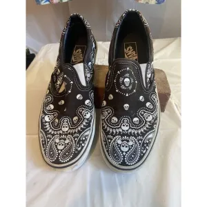 VANS Bandana Classic Slip-On Skate Shoes‎ Sneaker Skull VN0A33TBD9S Men 10-W 8.5