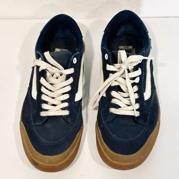 Vans Berle Pro Shoe Skateboard Suede Canvas Navy Blue Lace Up Low Top Men Sz 10