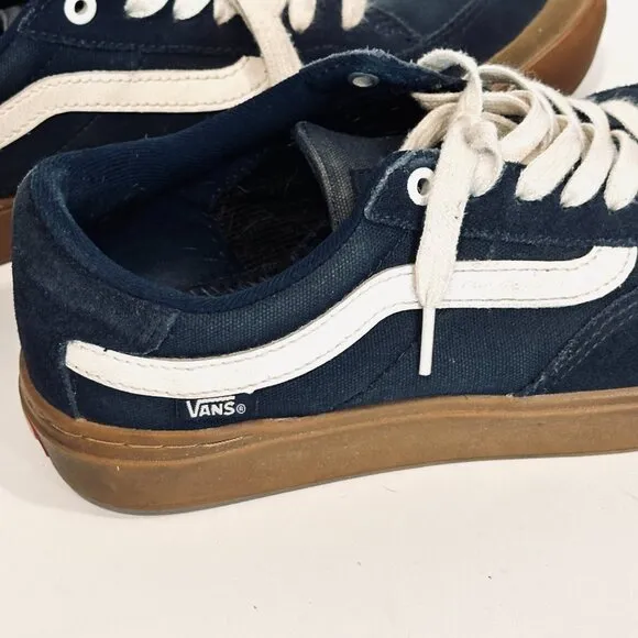 Vans Berle Pro Shoe Skateboard Suede Canvas Navy Blue Lace Up Low Top Men Sz 10
