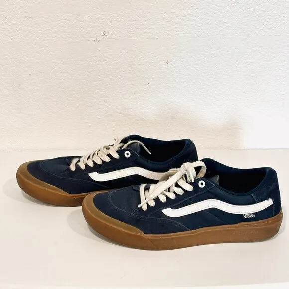 Vans Berle Pro Shoe Skateboard Suede Canvas Navy Blue Lace Up Low Top Men Sz 10