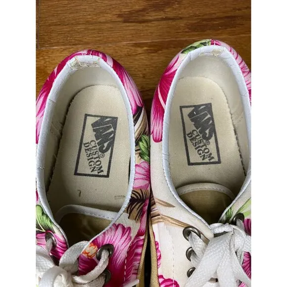 Vans Custom‎ Design Hawaiian Theme Shoes Size Women's 8.5