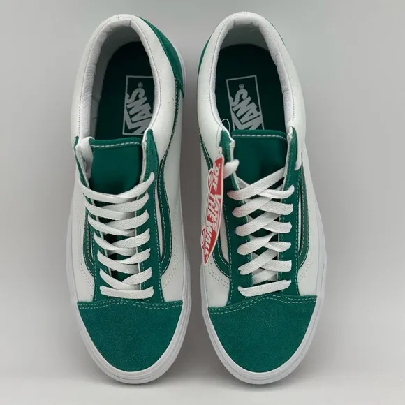 Vans Green and White Men's Sneakers