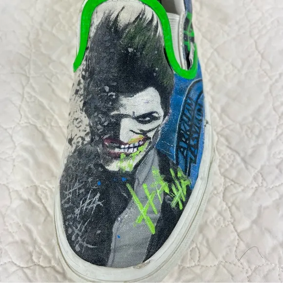 🔥Vans Hand Painted Batman &amp; Joker Custom Made Collectible Unisex Slip On Shoes