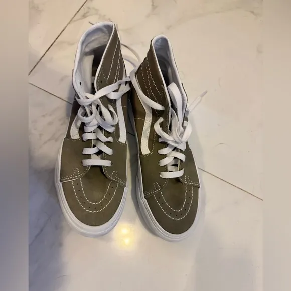 Vans High-Top Sneakers - Olive and White