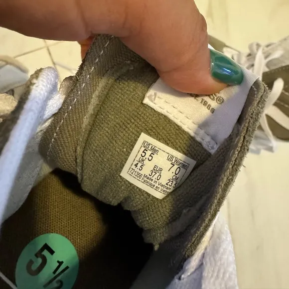 Vans High-Top Sneakers - Olive and White