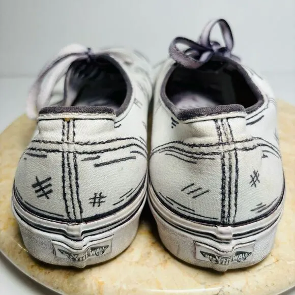 Vans Lace up Custom Cartoon 2D‎ Comic Book Shoes Mens sz 9 W 10.5 Canvas Sneaker