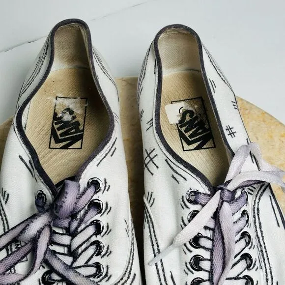 Vans Lace up Custom Cartoon 2D‎ Comic Book Shoes Mens sz 9 W 10.5 Canvas Sneaker