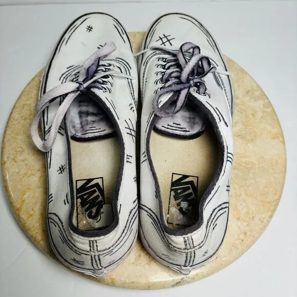 Vans Lace up Custom Cartoon 2D‎ Comic Book Shoes Mens sz 9 W 10.5 Canvas Sneaker