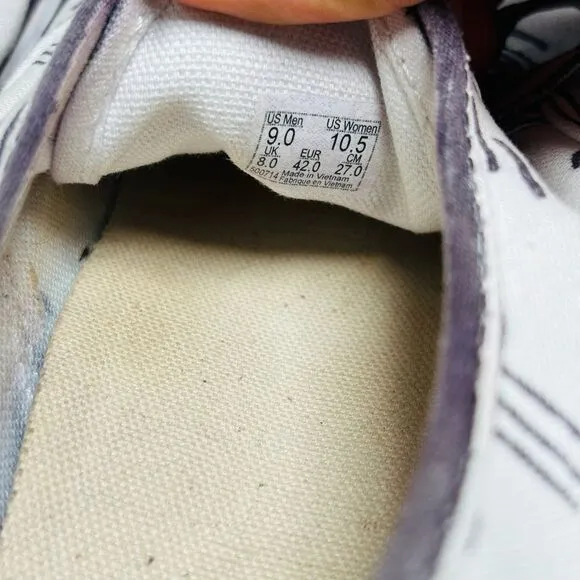Vans Lace up Custom Cartoon 2D‎ Comic Book Shoes Mens sz 9 W 10.5 Canvas Sneaker