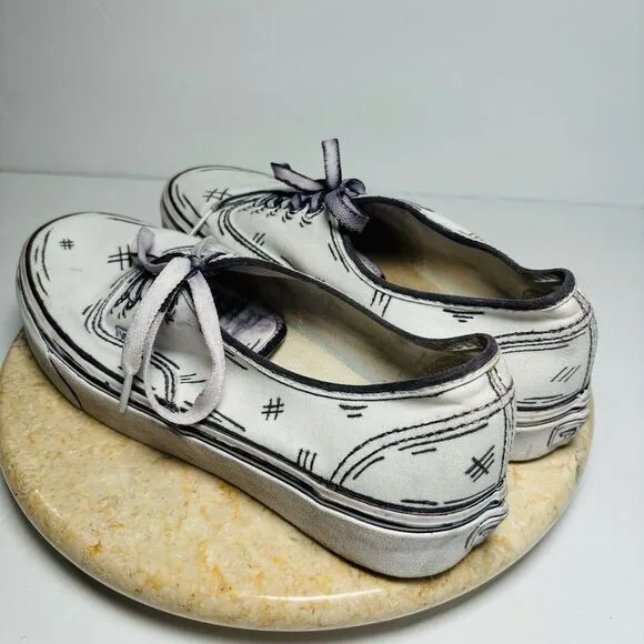 Vans Lace up Custom Cartoon 2D‎ Comic Book Shoes Mens sz 9 W 10.5 Canvas Sneaker