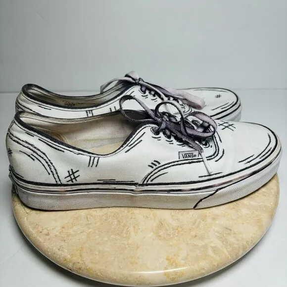 Vans Lace up Custom Cartoon 2D‎ Comic Book Shoes Mens sz 9 W 10.5 Canvas Sneaker