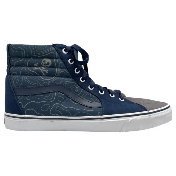 VANS • Men’s Customs Blue Skull Sk8 Skate Hi Top Sneaker Shoes